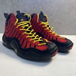 Nike Kids Red and Black Sneakers with Yellow Laces